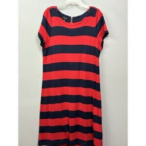 Talbots‎ Striped Dress Womens Large Red Blue Exposed Zipper Nautical Preppy